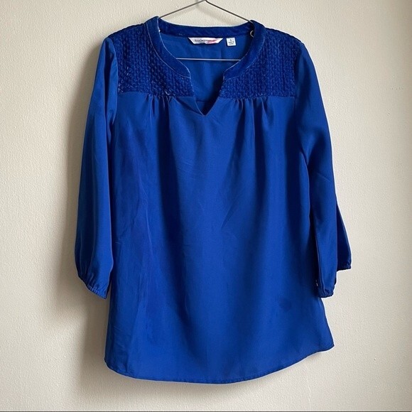 Isaac Mizrahi Rich Blue Shirt Top - Picture 7 of 7